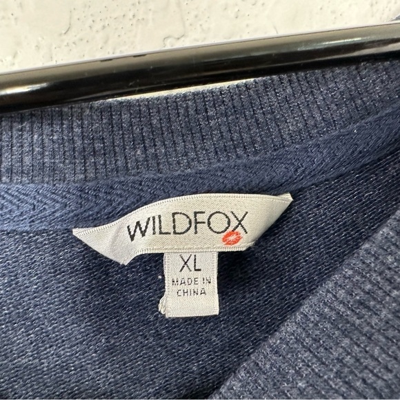 Wildfox Sweater Womens Good Vibes Pullover Oversized Sweatshirt Sz XL Blue - Picture 6 of 6